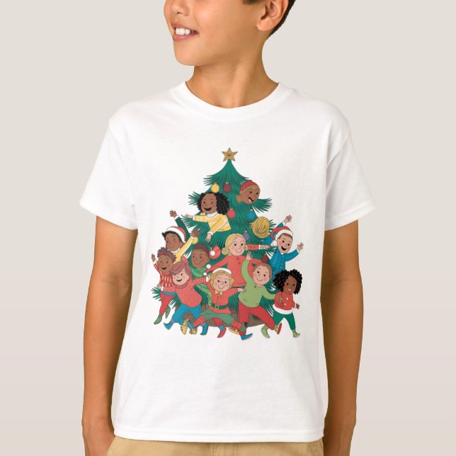 T-shirt Joie de vacances : Un arbre festif d'amis (Devant)