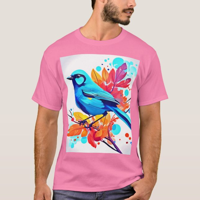 T-shirt Joie d'oiseau bleu Art (Devant)