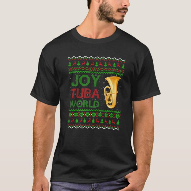 T-shirt Joie Tuba Musique du monde Amour Noël cadeau Ugly  (Devant)