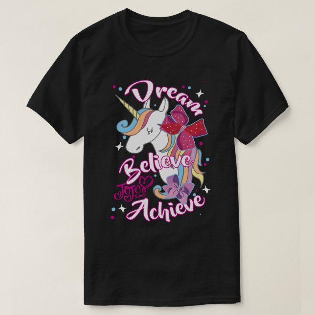 T-shirt JoJo Siwa Dream Croire Atteindre Unicorn Long Slee (Design devant)