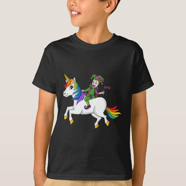 T-shirt Joker équitation Unicorn Mardi Gras Fun Girls (Devant)
