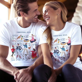 T-shirt Joli 12 Jours de Noël Classique Traditionnel