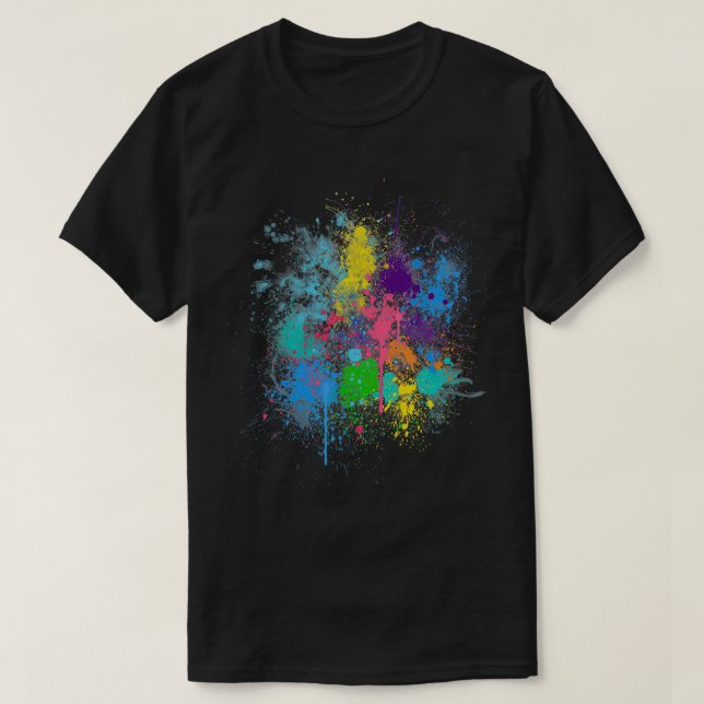 T-shirt Joli Abstrait Peinture Splatter Design Hommes Femm (Design devant)