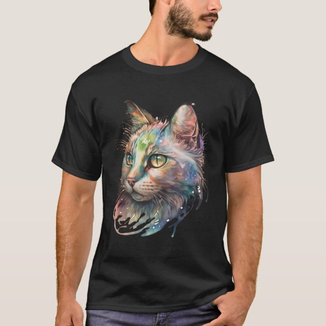 T-shirt Joli adorable aquarelle unique design de chat Pull (Devant)