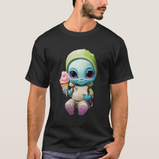 T-shirt Joli Alien Avec Glace Douce Dessert Intergalactiqu
