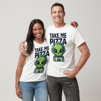 T-shirt Joli Alien Emmène-Moi à Ta Pizza Astronaute