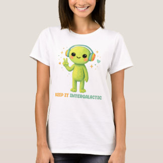 T-shirt Joli Alien Garde La Paix Intergalactique Signe Mus