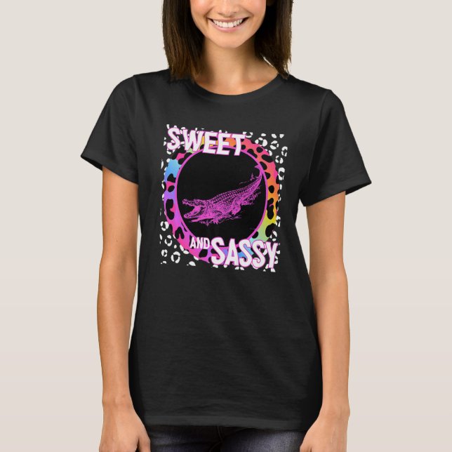 T-shirt Joli Alligator 90s Nostalgia Arc-en-ciel Empreinte (Devant)