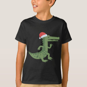 T-shirt Joli Alligator Avec Le Chapeau Du Père Noël Drôle