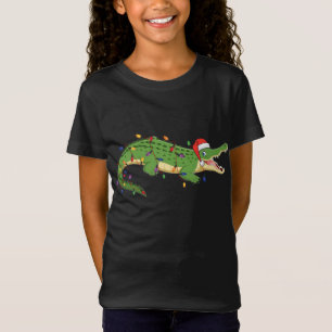 T-Shirt Joli Alligator Avec Père Noël Casquette Feux de No