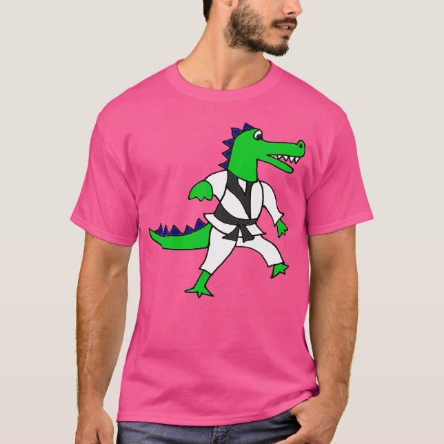 T-shirt Joli Alligator Faire du karaté (Devant)