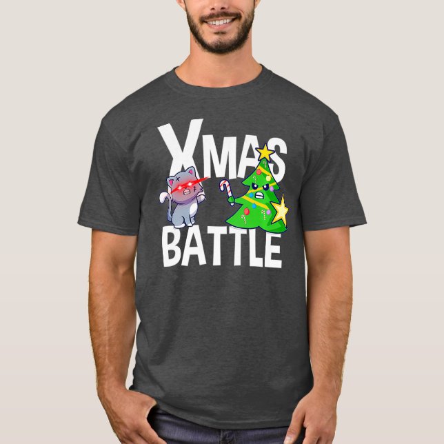 T-shirt Joli Amoureux des chats Funny Chat Christmas Tree  (Devant)