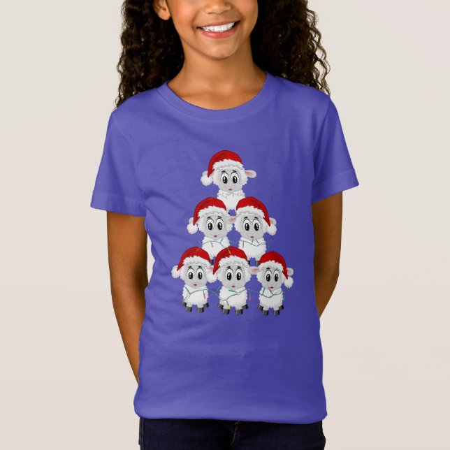 T-Shirt Joli arbre de Noël des moutons (Devant)