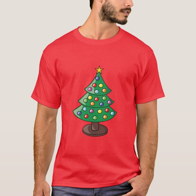 T-shirt Joli arbre de Noël en caricature (Devant)