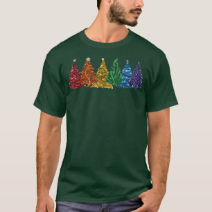 T-shirt Joli Arbres de Noël Arbres Arc-en-ciel Pajama Noël