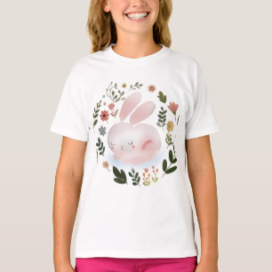 T-shirt Joli Art de nurserie de couronne florale de Pâques