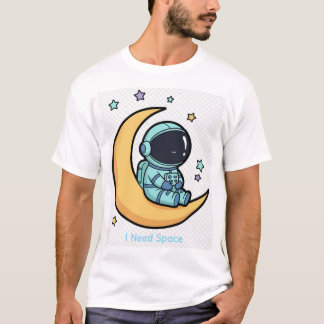 T-shirt Joli astronaute assis sur la Lune Kawaii Espace