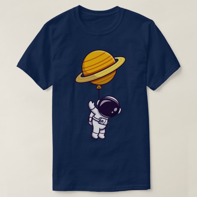 T-shirt Joli astronaute flottant avec un ballon de planète (Design devant)