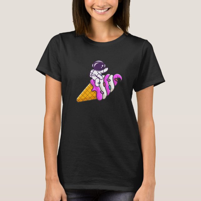 T-shirt Joli Astronaute Sur Cône de Crème Glacée - Vacance (Devant)