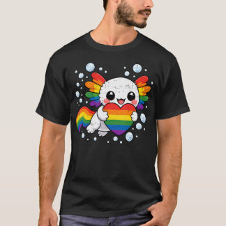 T-shirt Joli Axolotl Arc-en-ciel Cœur Lgbt Fierté Gay Lgbt