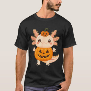 T-shirt Joli Axolotl Citrouille Halloween Jack O Lantern E