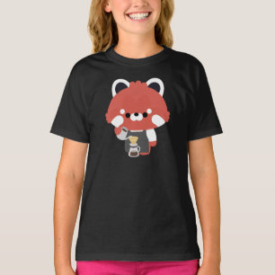 T-shirt Joli Barista Panda Rouge