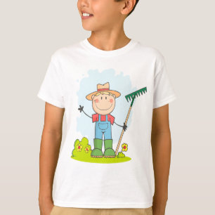 T-shirt joli bâton figure garçon jardinier fermier