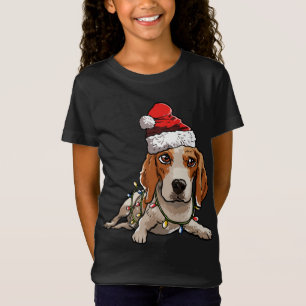 T-Shirt Joli Beagle Père Noël Noël Arbre Lumières Noël Noë