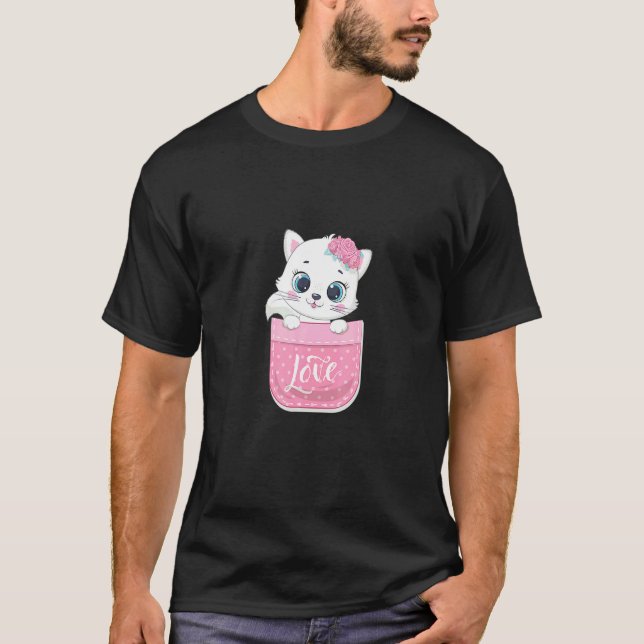 T-shirt Joli bébé chat dans la poche  Chat Kitty (Devant)