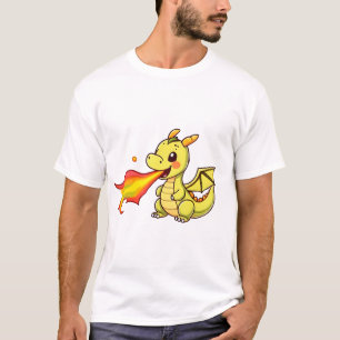 T-shirt Joli bébé dragon vert qui souffle du feu