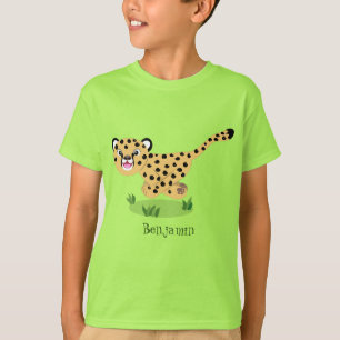 T-shirt Joli bébé guépard en cours de dessin animé illustr
