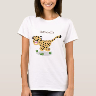 T-shirt Joli bébé guépard en cours de dessin animé illustr