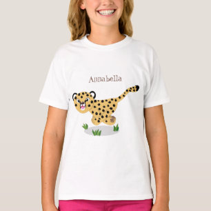 T-shirt Joli bébé guépard en cours de dessin animé illustr