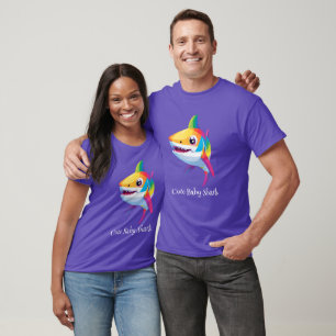 T-shirt Joli bébé requin arc-en-ciel coloré enfants annive