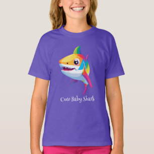 T-shirt Joli bébé requin arc-en-ciel coloré enfants annive