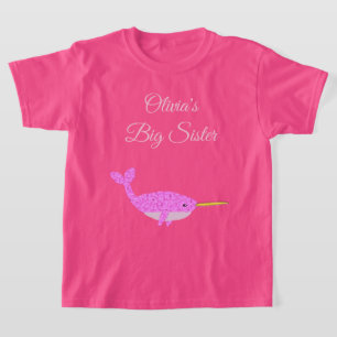 T-shirt Joli bébé rose fille Narwhal Personnalisé Grande s