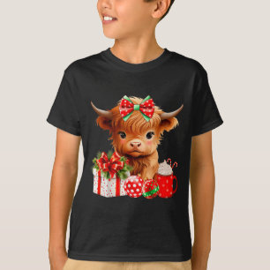 T-shirt Joli bébé vache des Highlands Joyeux Noël vache de
