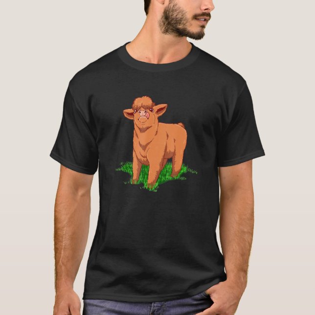 T-shirt Joli bébé vache highlandaise écossaise (Devant)