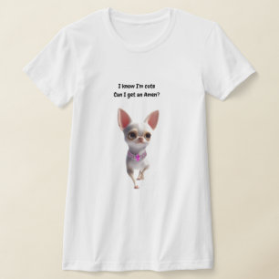 T-shirt Joli blanc Chihuahua Silhouette Fenêtre Décor