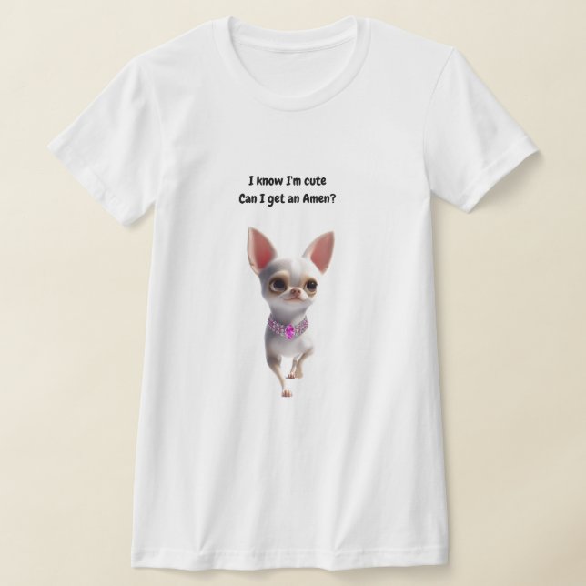 T-shirt Joli blanc Chihuahua Silhouette Fenêtre Décor (Poser)