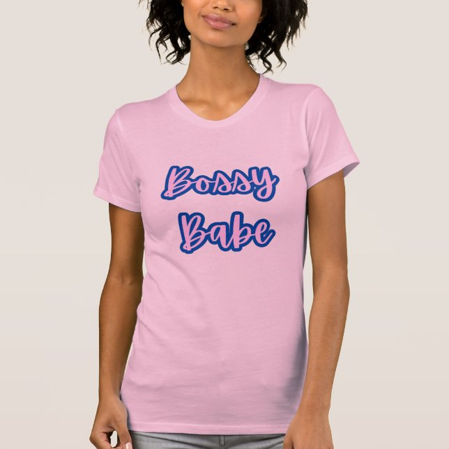 T-shirt Joli Bleu Bossy Babe Text +Outline Femme (Devant)