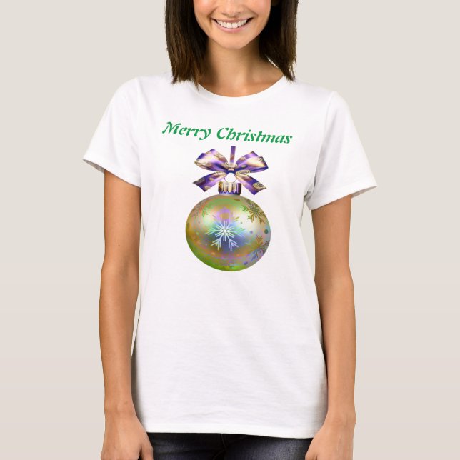 T-shirt Joli bol de pelouse Bauble d'arbre de Noël, (Devant)