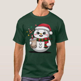 T-shirt Joli bonhomme de neige de Noël avec Boba Tea - Ado