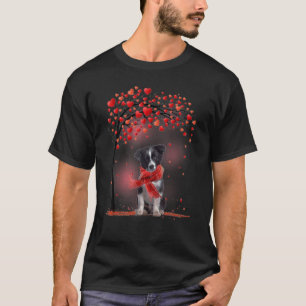 T-shirt Joli Border Collie Saint-Valentin Arbre d'amour -
