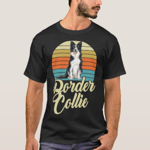 T-shirt Joli Bordure Collie Chien Vintage Retro