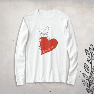 T-shirt Joli Bouledogue Français avec un Cœur Rouge