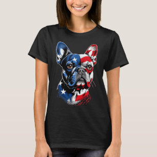T-shirt Joli Bouledogue Français Drôle de Chien Drapeau Am