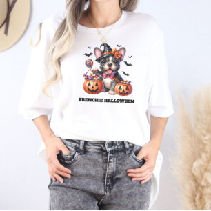 T-shirt Joli bouledogue français Halloween Candy Sorcière