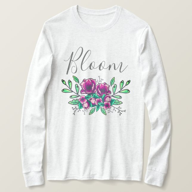 T-shirt Joli Bouquet Floral Purple Script (Design devant)