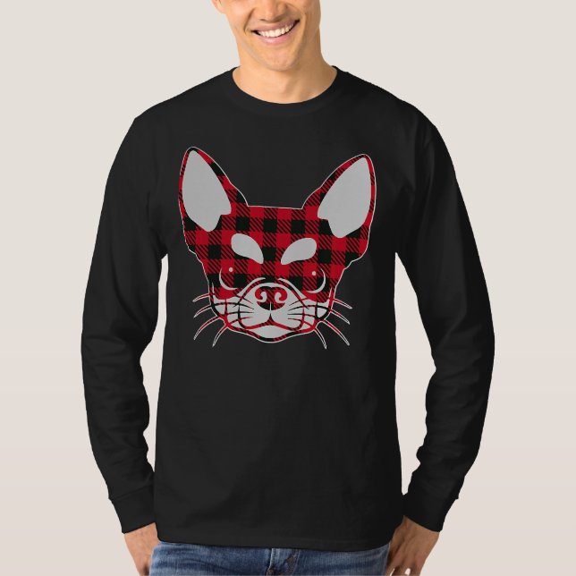 T-shirt Joli Buffle Rouge Plaid Chihuahua visage Noël Pa (Devant)